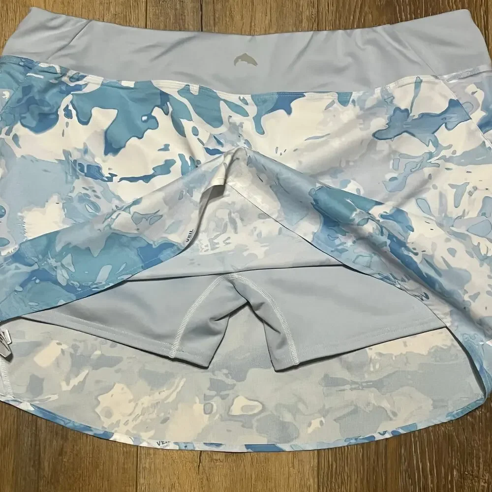 Simms Fishing Guide Skort/Skirt XL Pull On Lined Stretch Gorpcore Veil Camo Blue